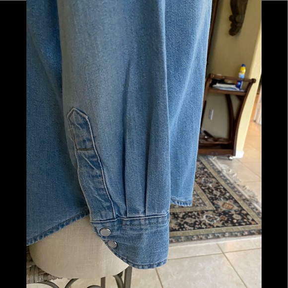 H&M Blue Oversized Jean Shirt Jacket Back Pleat - Picture 5 of 11